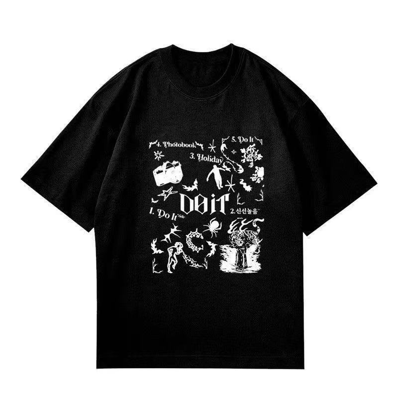 

Футболка з принтом Stray kids DO IT, стиль Kpop, Модна футболка DO IT XL чорний