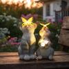 Cat Statue Solar Light, Outdoor Kitten Bunny Butterfly Sculpture Garden Light, Waterproof Solar Resin Animal Light for Pathway Yard Patio Lawn
