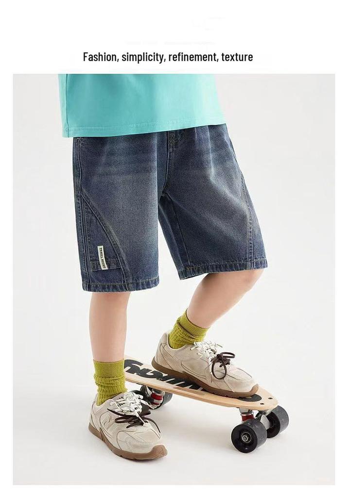 Boys' 2026 Summer Jeans: New Trendy Medium & Large Children's Capris Shorts