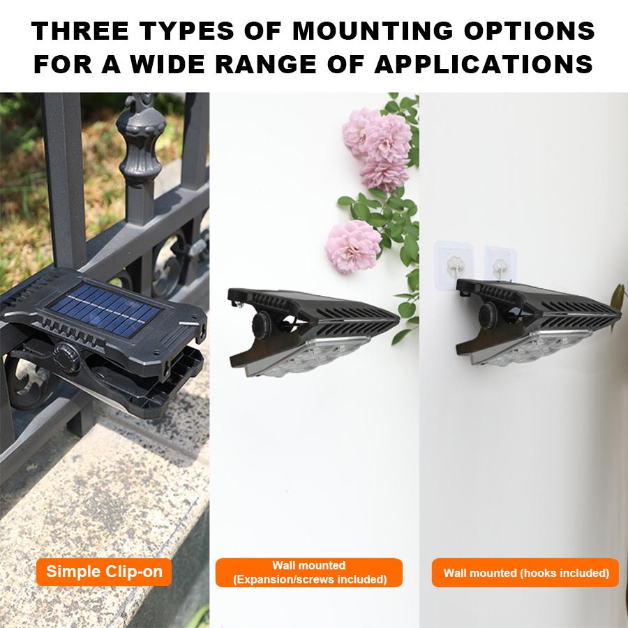 4 Styles 3 Modes LED Solar Clip Light Outdoor Portable Waterproof Body Sensor Lamp Courtyard Garden Lamp Patio Home Camping Wall Lights
