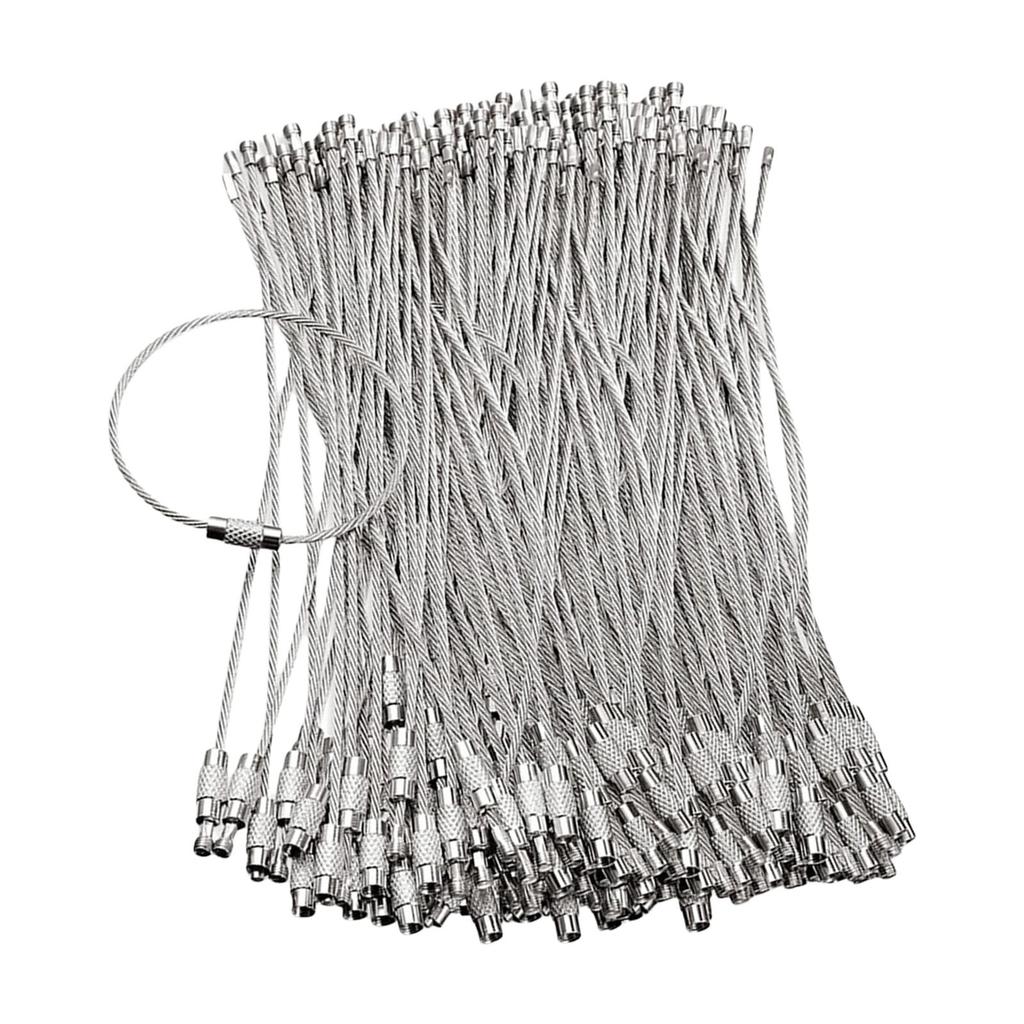 60Pcs Stainless Steel Wire Keychain Rings Braided Steel Chain Heavy Luggage Tag Rings Camp Hanging Tool Hardware