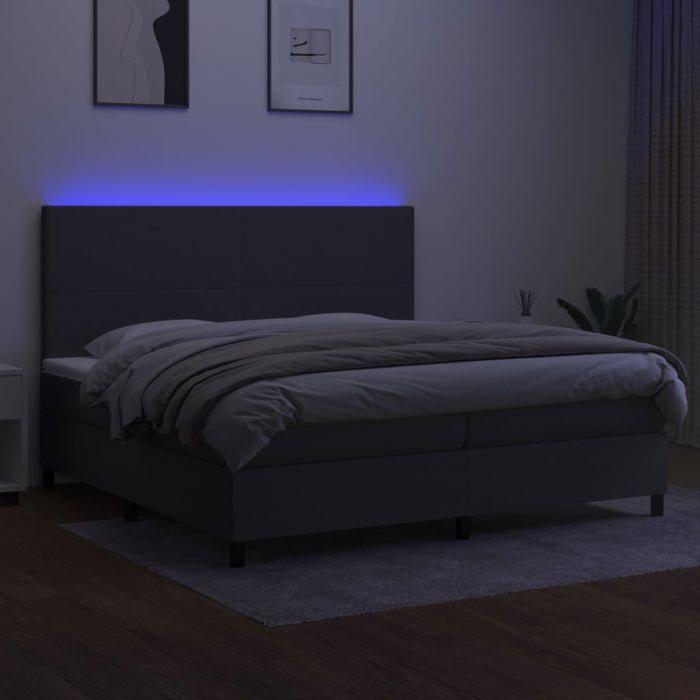 Maison Exclusive - Sommier à lattes de lit et matelas et LED Gris foncé 200x200 cm