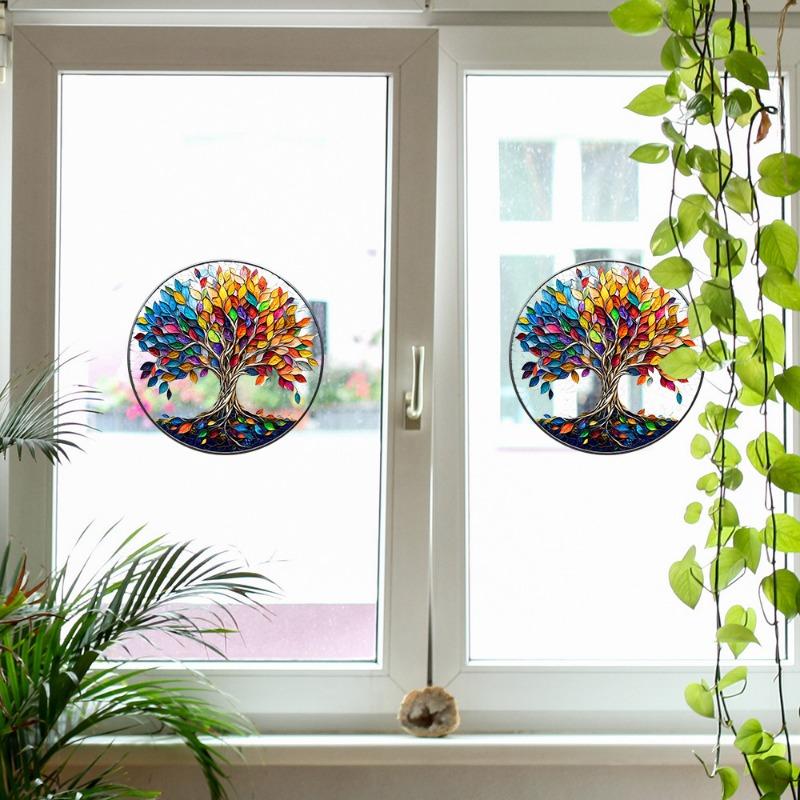 Fun-JD061 Creative Painted Life Tree Glass Window Beautification and Decoration Electrostatic Uv Window Sticker