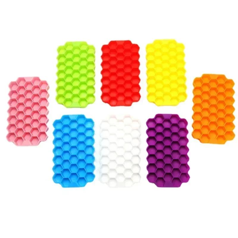 37 Grid Honeycomb Silicone Ice Cube Mold Large-capacity Ice Tray Mold Reusable Food Grade Ice Maker with Lids Popsicle Mould
