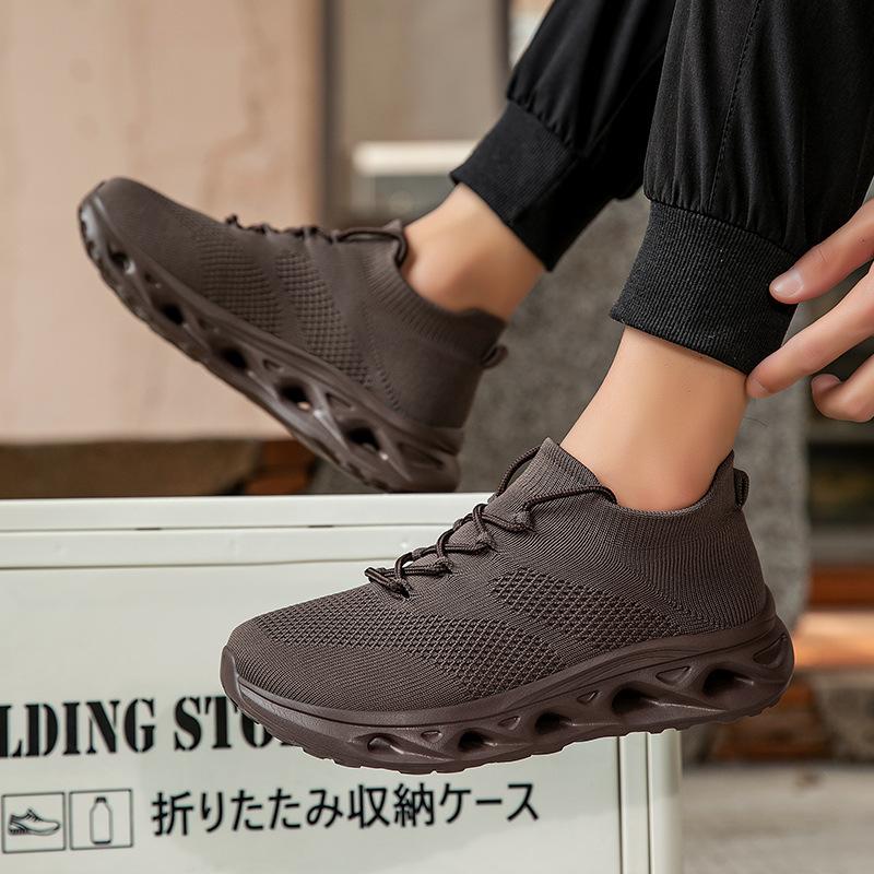 Wide-Footed Large-Size Men'S Shoes Sports Fly-Woven Mesh Shoes Breathable And Lightweight Soft-Soled Travel Walking Shoes Men