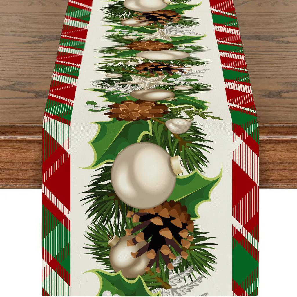 Christmas Table Runner Santa Tree Print 2026 New Year Party Festive Dining Table Decor Xmas Tablecloth
