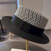 French flat top color matching sunshade straw hat children's new straw top hat summer seaside vacation sunscreen beach sun hat