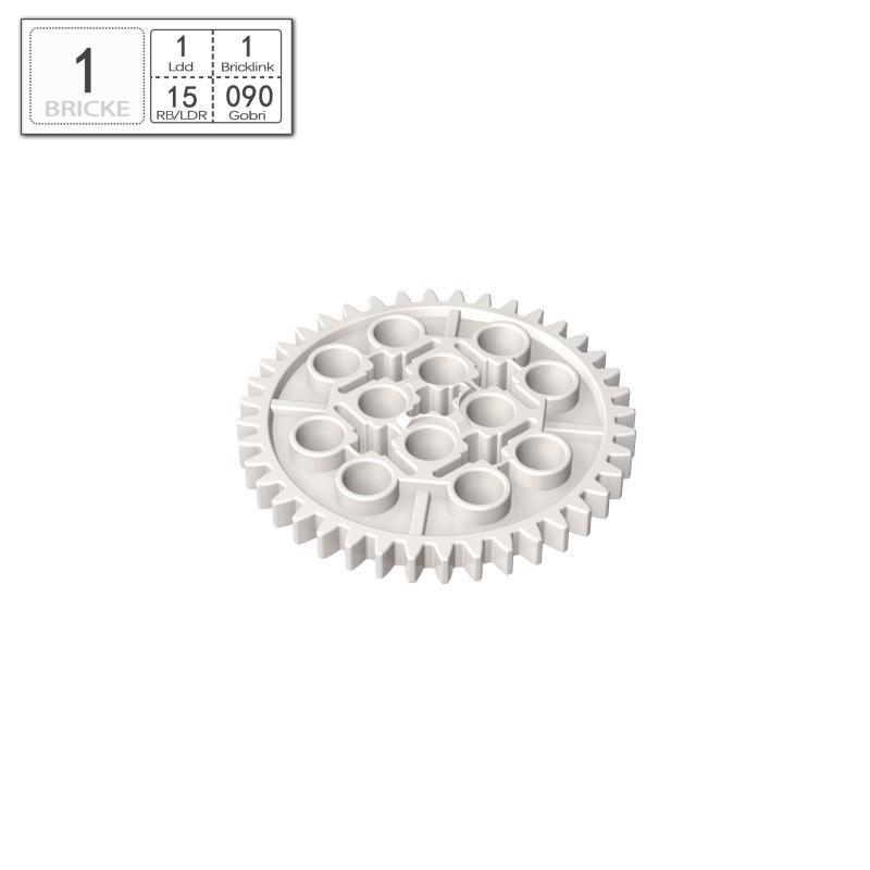 

BRICKE 40-Tooth Gear (41.7mm OD) - Compatible with LEGO 3649, Loose Parts, Small Particle Building Blocks for Education 50g (~10 pcs) білий