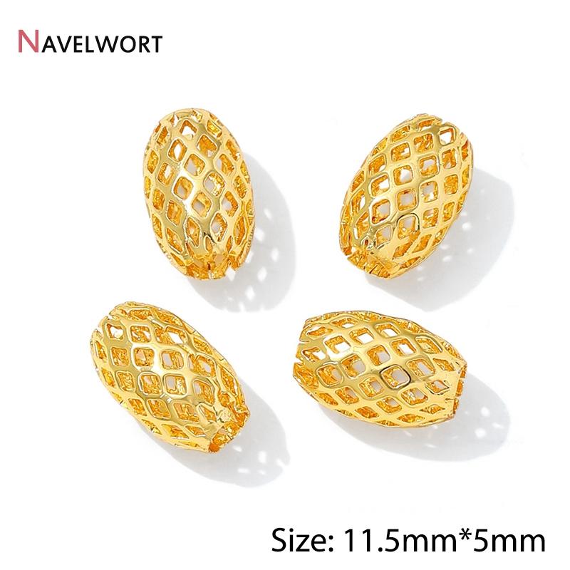 14K/18K Vergoldete Hohl-Abstandshalter-Perlen, Trennstück für Perlen, Ovale lose Perlen für Armbandherstellung Zubehör, Schmuckzubehör