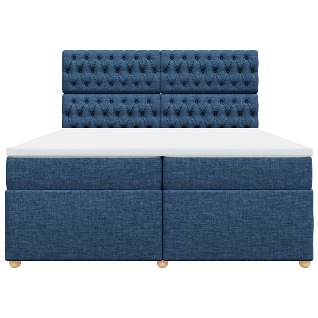 Box Spring Bed with Mattress Blue 200 x 200 cm Fabric