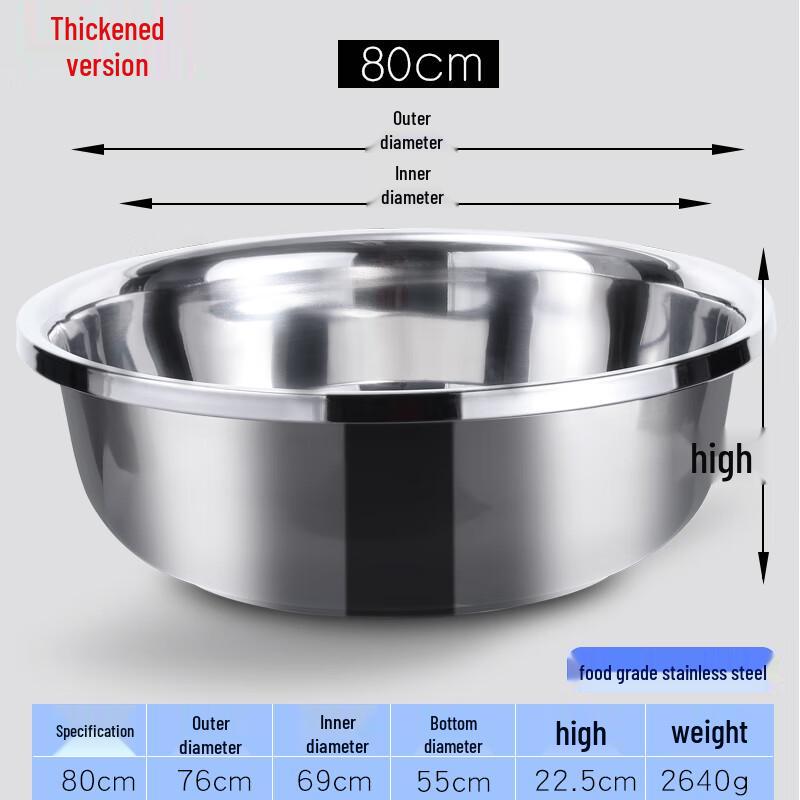 Jingduzhixing Thickened Stainless Steel Round Multi-purpose Basin