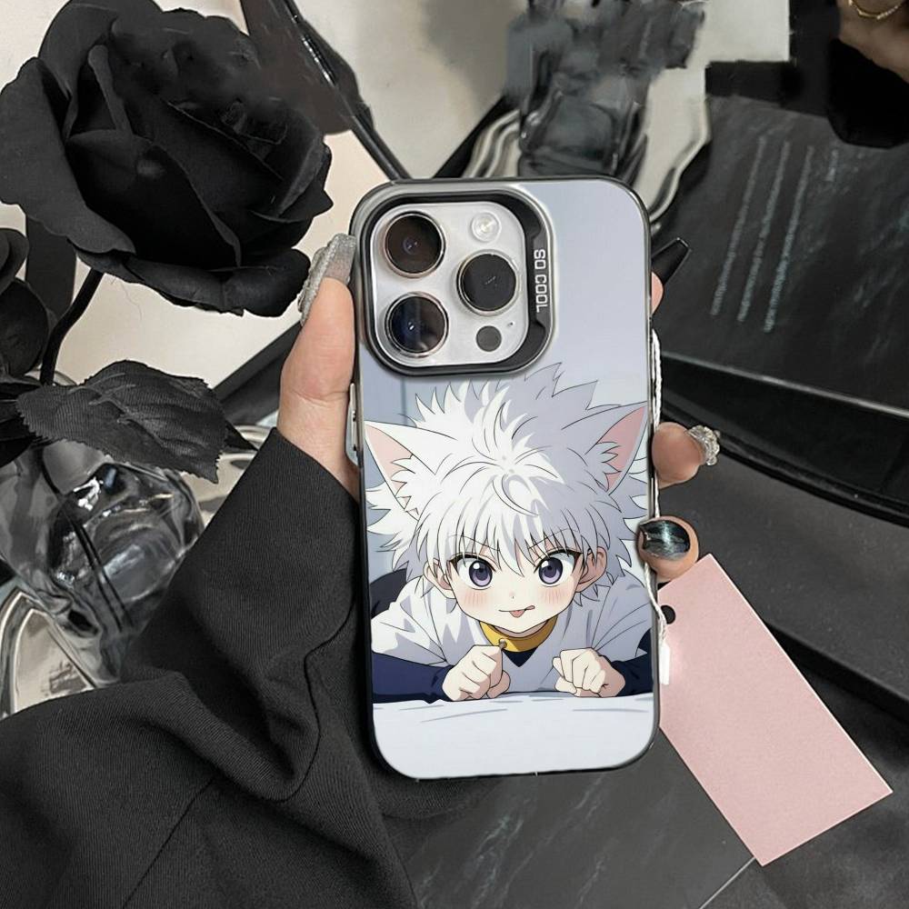 F-Killua Zoldyck H-Hunter X Hunter Phone Case For iPhone17, 16,15,14,13,12 Pro Max Black Candy Matte Shockproof Cover