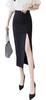 BEIBANG Tight Skirt with Sexy Long Midi Solid Black Plus Perfect for Commuting 12 Women's Slit, High-Waisted, Length, Color, Beautiful, Elegant,