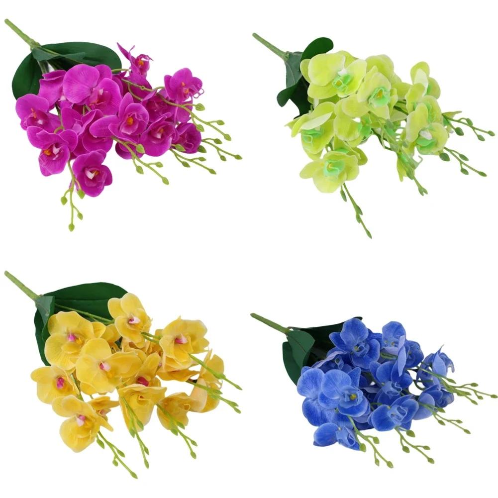 Fake Flower Artificial Flowers Artificial Bouquet Artificial Butterfly Orchids Floral Decoration Home Decor 20 Heads