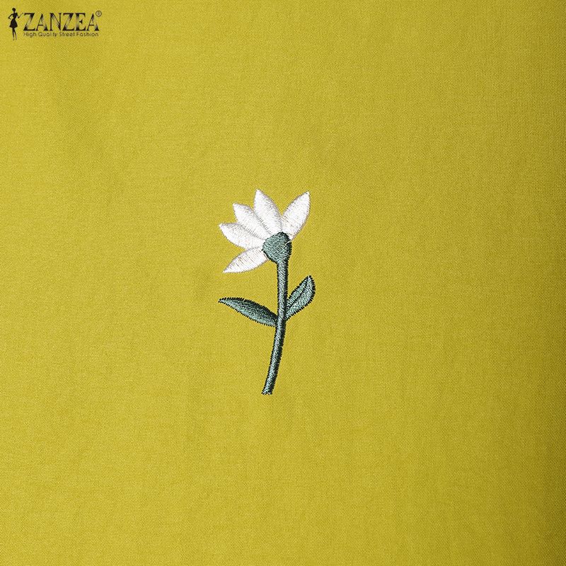 ZANZEA Women Casual Round Neck Loose Floral Embroidery Sleeveless Dress