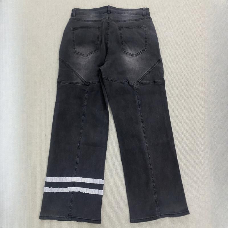 European and American trend straight tube loose washed distressed printed jeans