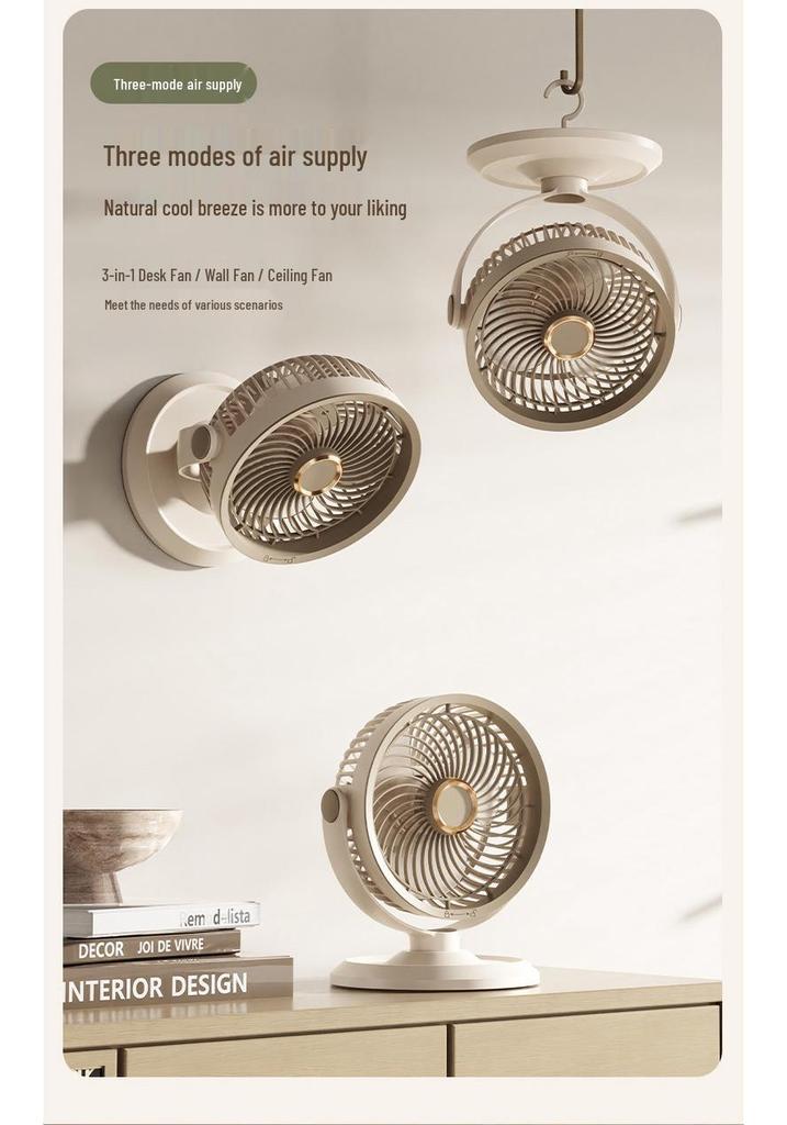 USB Rechargeable Desktop Fan with Night Light and Long Battery Life for Home, Air Circulation & Outdoor Use