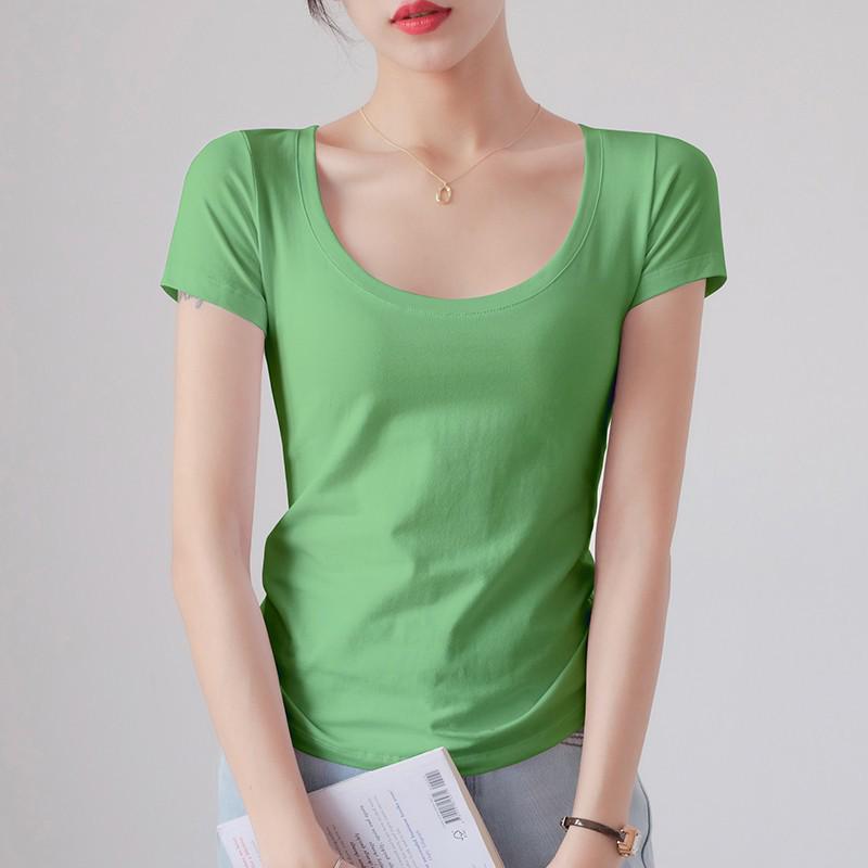 Women's Slim Fit White Round Neck Pure Cotton Short Sleeve T-Shirt - Summer 2025