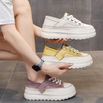 Modische Damen Plateau-Sneaker Herbstmode 2026 Kreuzgebunden Rutschfeste flache Schuhe Bequem Höhe erhöhend Outdoor Freizeitschuhe