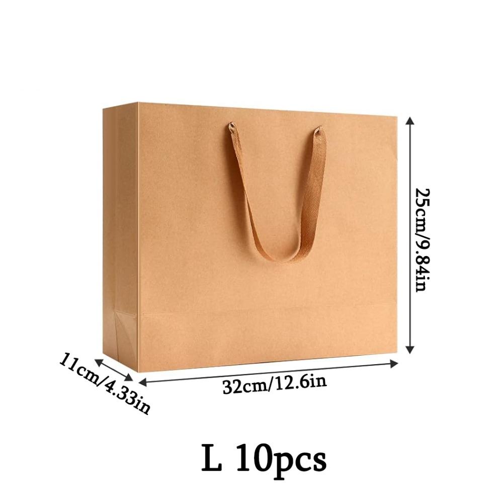10pcs Kraft Paper Gift Bags Shopping Bags with Handles Gift Wrap Bags Paper Gift Sacks Party Favor Handbag Gift Packaging Bag Shopping Paper Bag