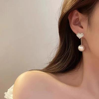 1 Pair Heart Pearl Earrings Pearl Drop Earrings Pearl Heart  Earrings For Women Girls Elegant Jewelry
