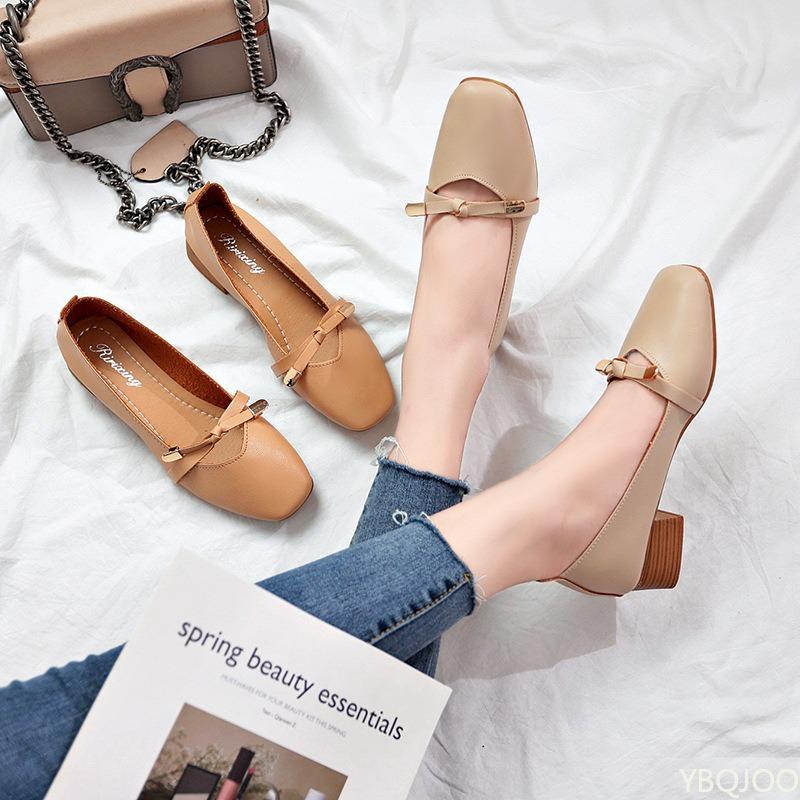 Fashion Shallow Loafers Bowknot Casual ShoesWomen's Soft Leather Ballet Fashionable Versatile Flats Simple Comfortable Women Shoes