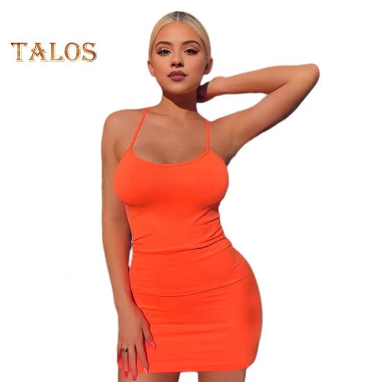 Set de 2 bucăți rochie pentru fete fierbinți Set de chiloți cu decolteu în V, culoare uni, teacă, slabă, curea spaghete, talie mijlocie, elastică, croială joasă, slim fit, întâlniri, vacanță, petrecere în club