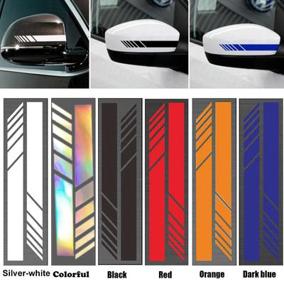 2 pezzi adesivi per auto universali non sbiadiscono strisce colorate alla moda strisce da corsa specchietto retrovisore laterale decorazione decalcomania