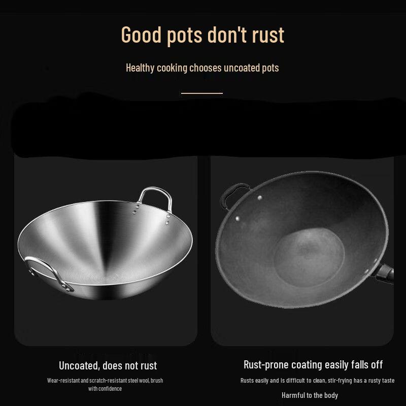 Naijiang Stainless Steel Double Handle Wok