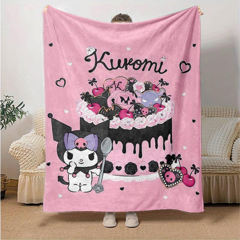 

1pc Whimsical Cake Kuromi s Sweet Celebration Blanket, Seasonal Universal Home Decorative Throw Blanket for Room, Living Room, Travel, Camping, Car Bl 130x150cm