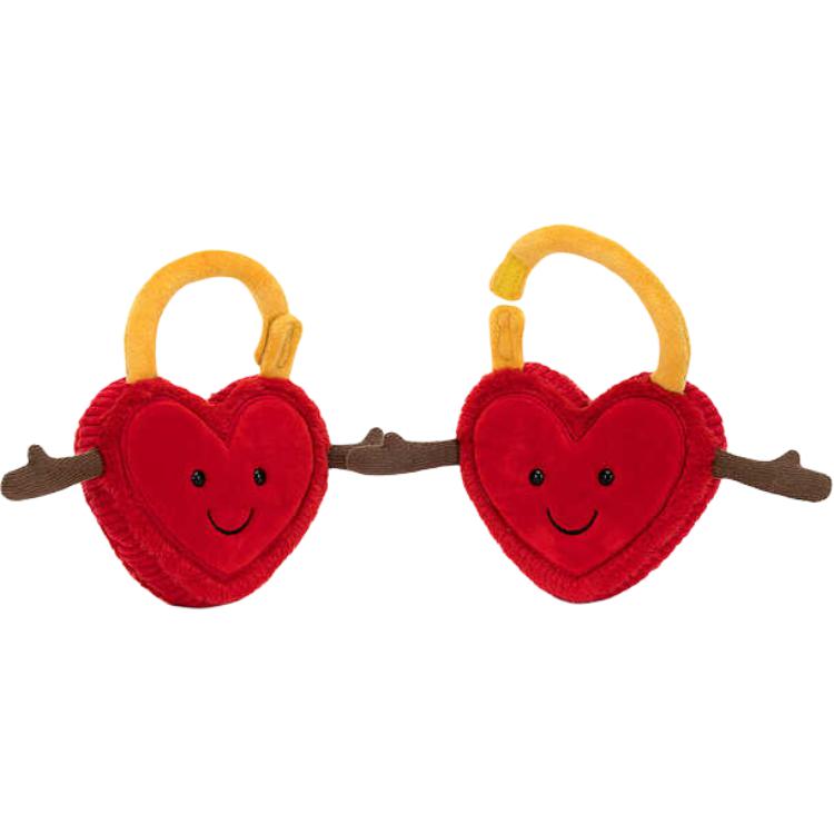 JELLYCAT Valentine's Day Collection Val And Tina Heart Lock Dolls Plush Toy 15cm High