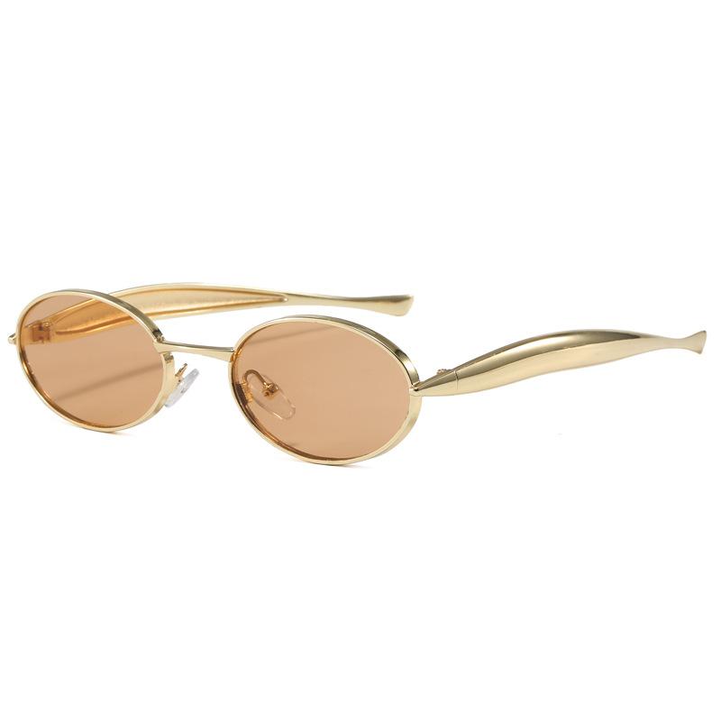 New European and American sardines metal glasses legs sunglasses fashion oval small frame sunglasses trendy sunglasses big name