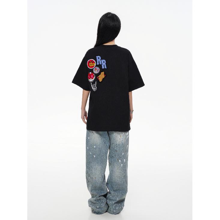 Summer Short Sleeve t T-shirt Men's English Graffiti Letter Printing Stylish T-shirt Cotton Fashion Brand Top