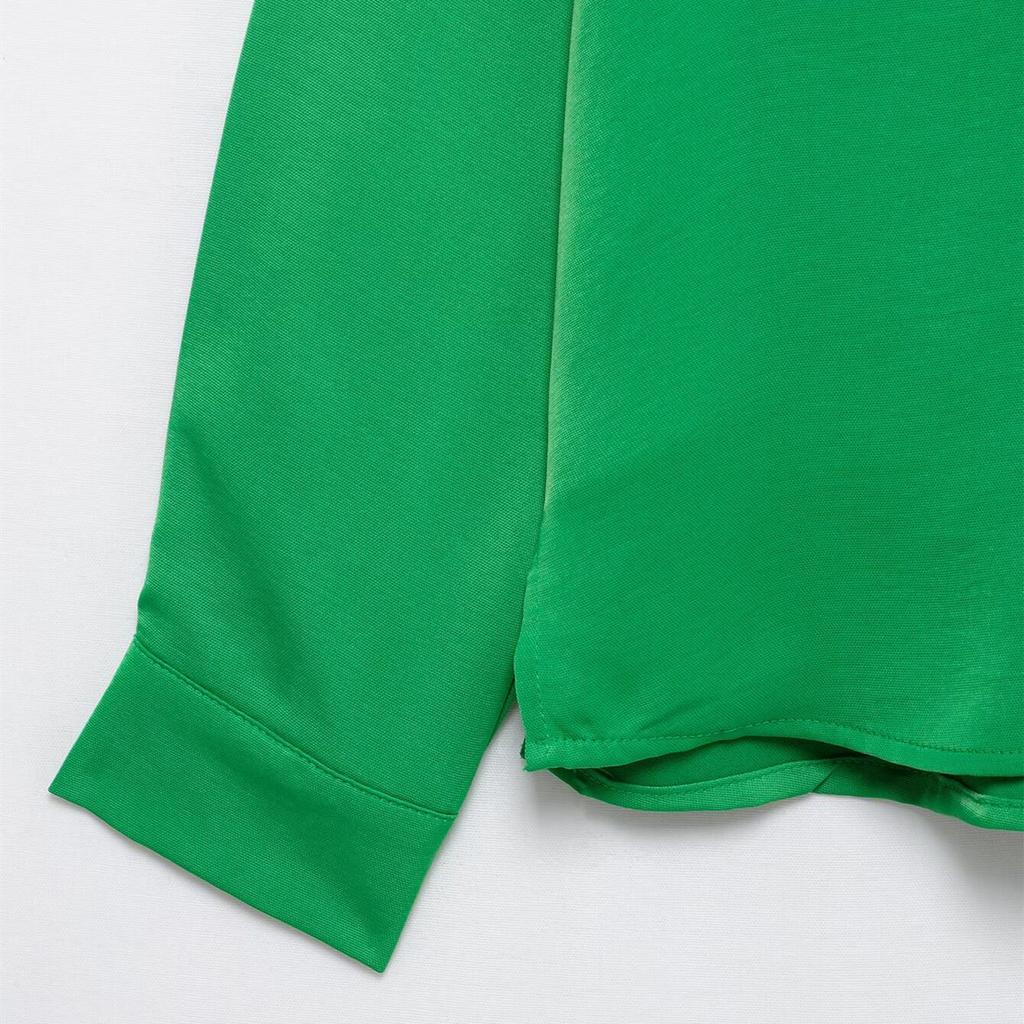 Spring 2025 Women's Minimalist Loose Satin Shirt with Long Sleeves