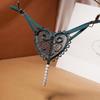 Retro Pearl Heart Embellished Low Waist Thong - Women's Beaded Seduction Panties (Style: 2253)