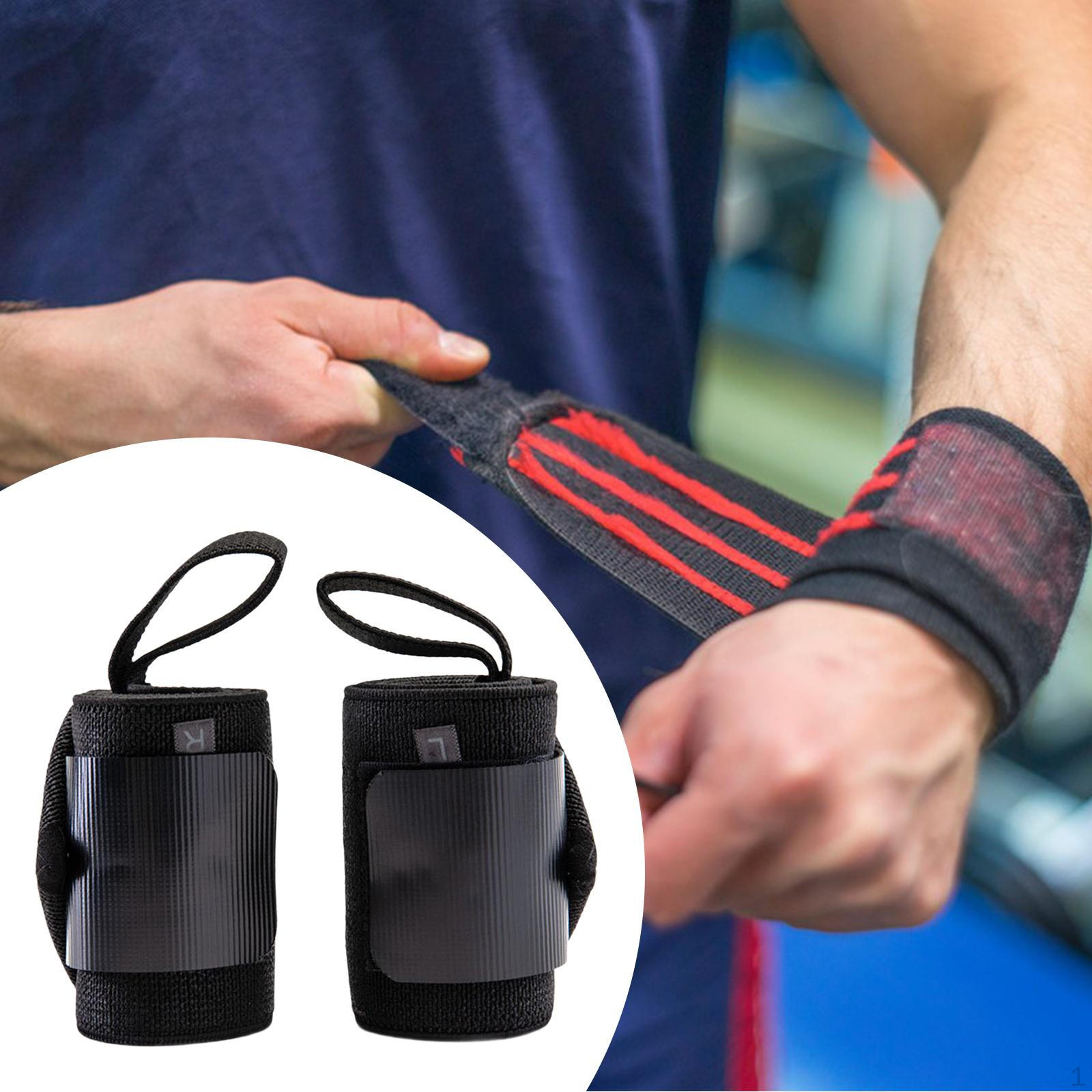 

2шт фитнес-ремни для запястья, дышащие, регулируемые, высокоэластичные, поддерживающие чёрный