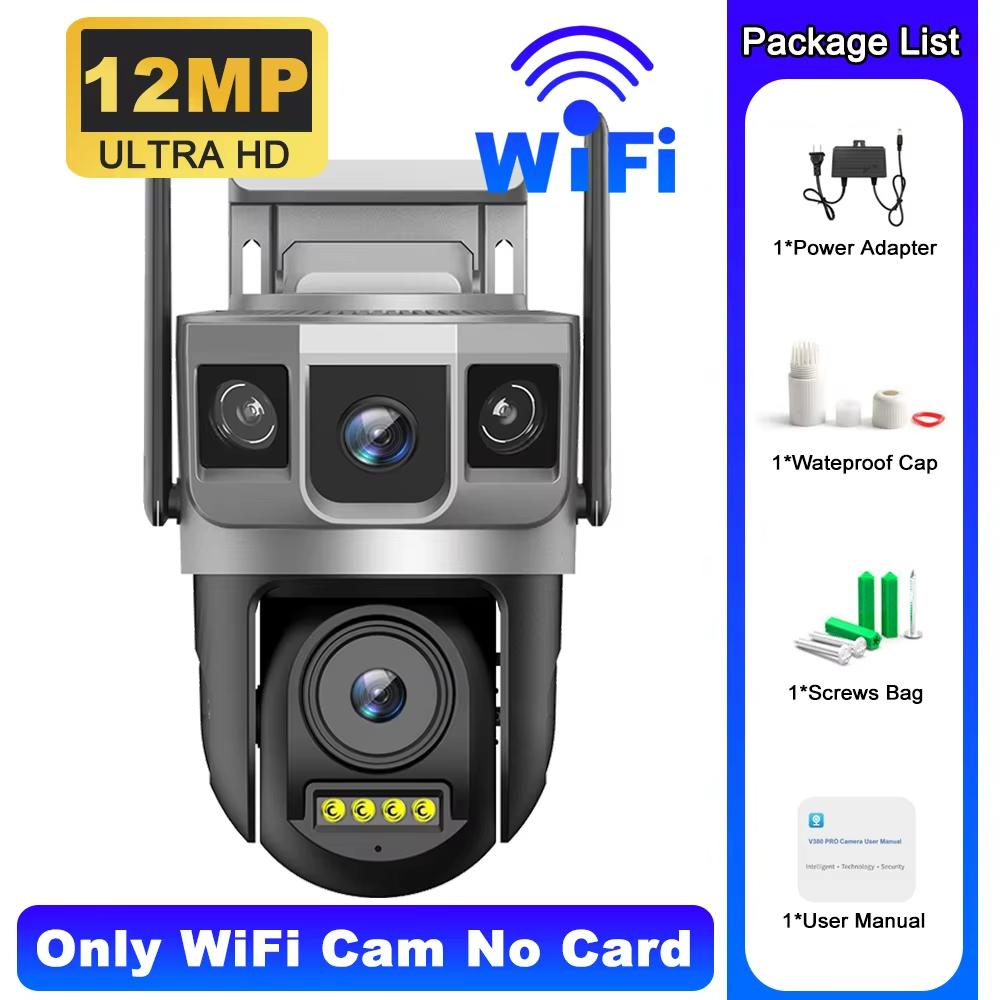 LS VISION 12MP 6K Three Screens 4G IP Camera Wireless Outdoor WiFi Dual Lens HD PTZ Control PIR Human Detection Night Vision Security CCTV