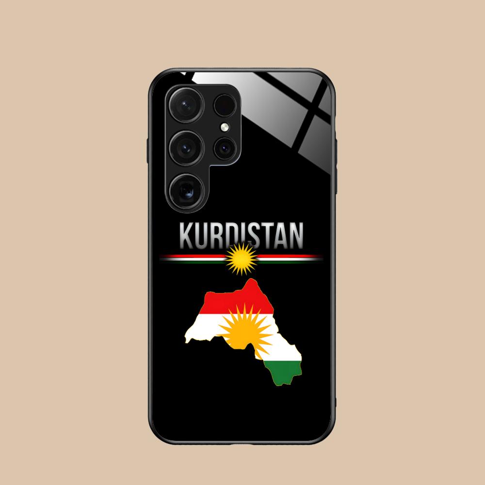 Skleněné pouzdro na mobilní telefon s vlajkou Kurdistánu pro Samsung Galaxy S26 S25 S24 S23 S22 S21 S20 Note20 Plus FE Ultra Barevný kryt