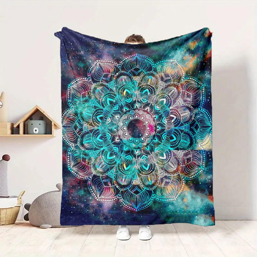 Cosmic Mandala Flannel Blanket Throw Blanket Soft Warm Sofa Bed Camping Car Home Decor Unique Christmas Gift C9301238
