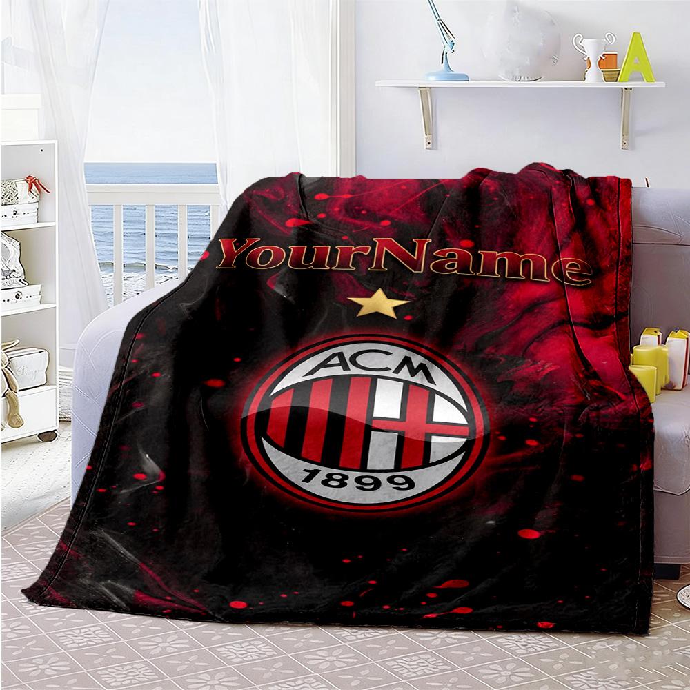 Ac Milan Personalized Text Blanket Gift Personalized Blanket Soft & Cozy Perfect for Couch Sofa Office Nap Ideal for All Seasons