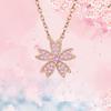 Sakura Flower Pendant Necklace: Women's Sweet Retro Zircon Clavicle Chain - Elegant & Stylish.