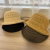 Hollow and breathable knitted small crimped top hat women's spring and summer face small plain basin hat bucket hat