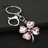Blue Rhinestone Keychain Pendant Sparkling Rhinestones Four-Leaf Clover Design Key Chain with Electroplated Lobster Clasp Easy to Hang Holder Backpack