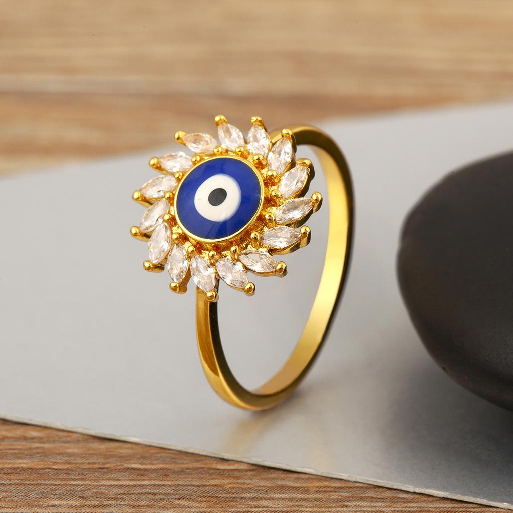 Nidin New Fashion 3 Styles Flower Shape Shiny Crystal Zircon Rings For Women Elegant Aesthetic Finger Jewelry Wedding Gifts