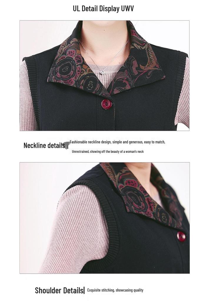 Spring & Autumn Loose Sleeveless Vest for Middle-Aged and Elderly Women