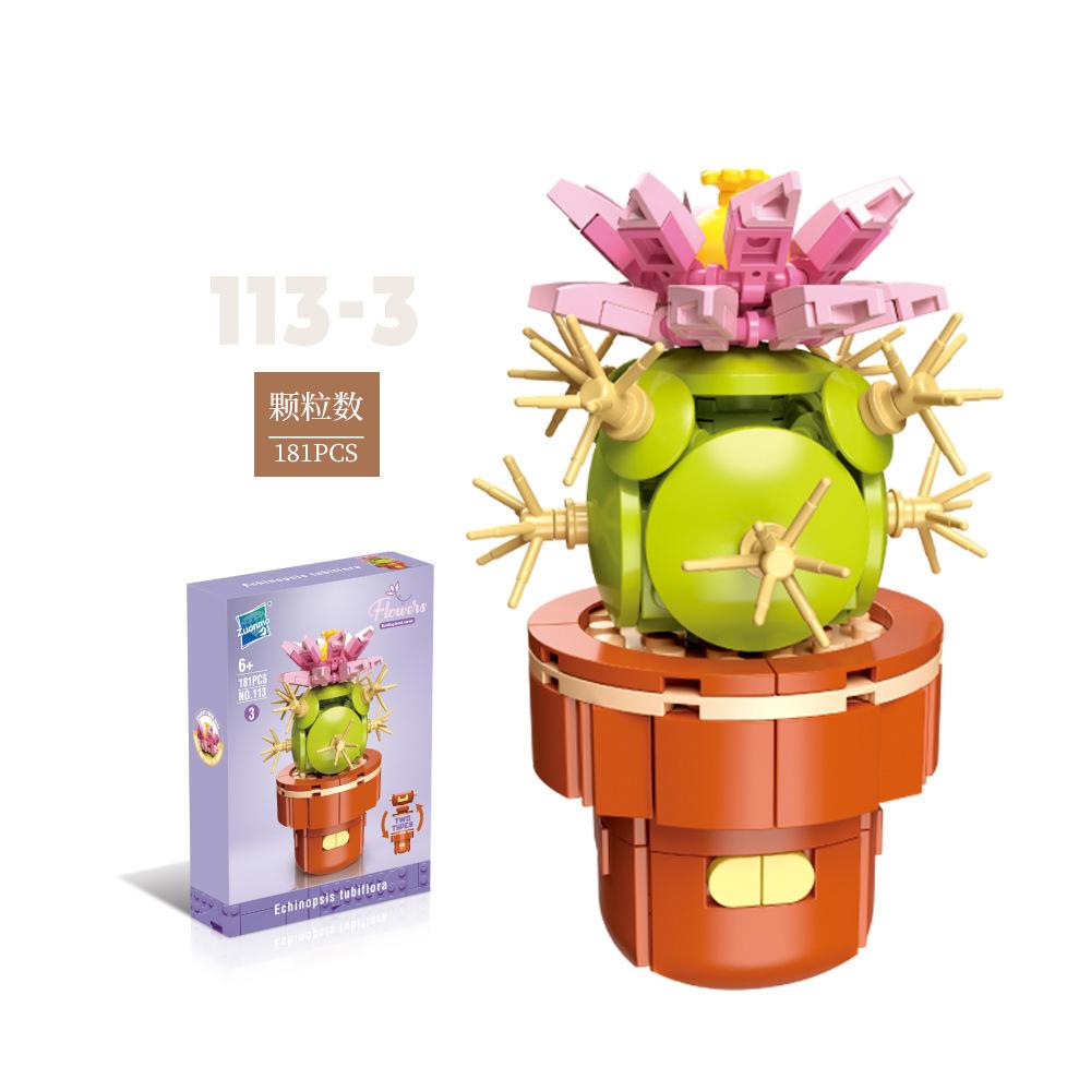 Flower Potted Plant Succulents Building Blocks Ornaments Models Home Decoration Flower Bouquet MOC Bricks Assembly Toy Kids Gift
