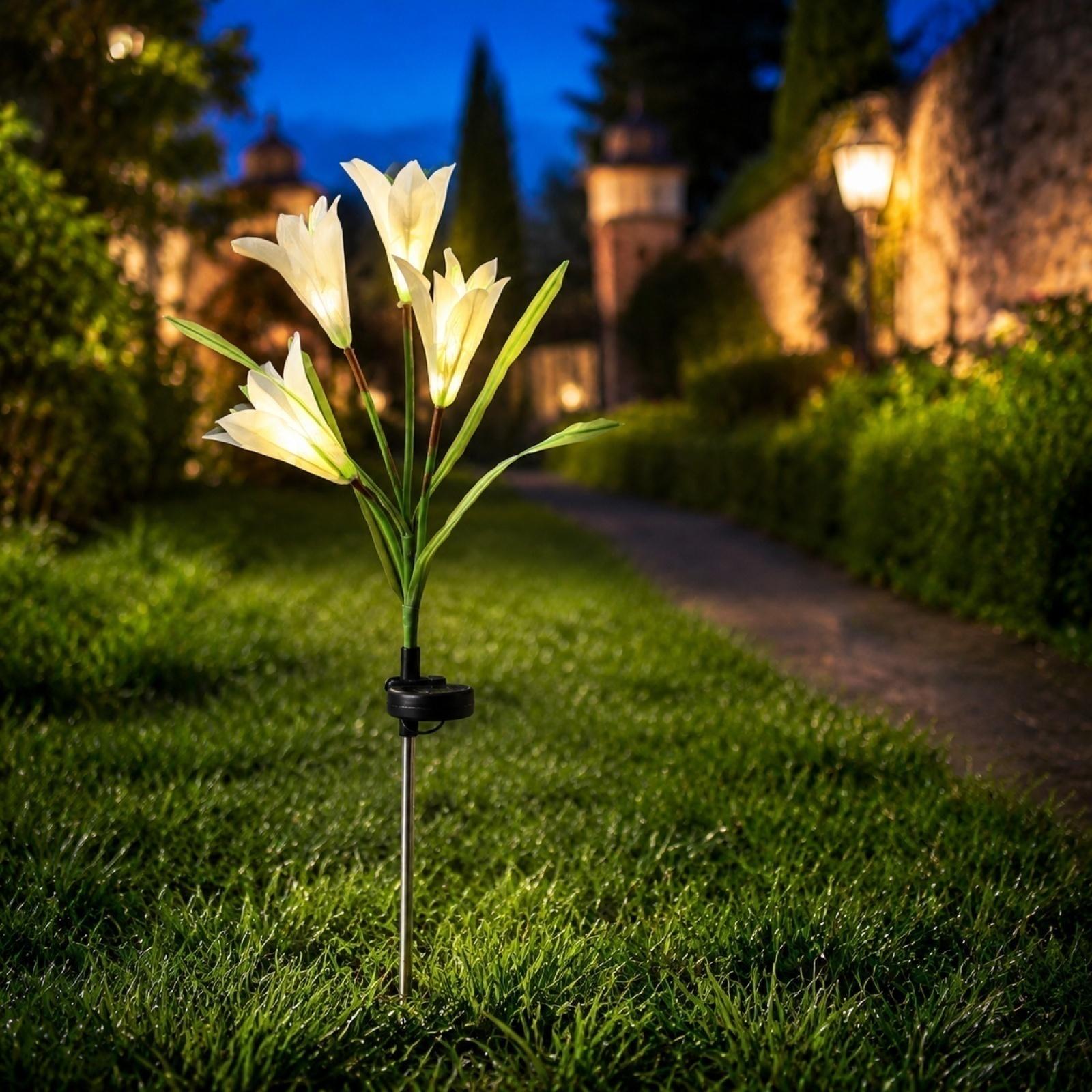 

Solar Powered Artificial Flower Lights Outdoor Garden Stake Lights with Multiple LED Flowers for Patio Yard Pathway Decoration one size белый