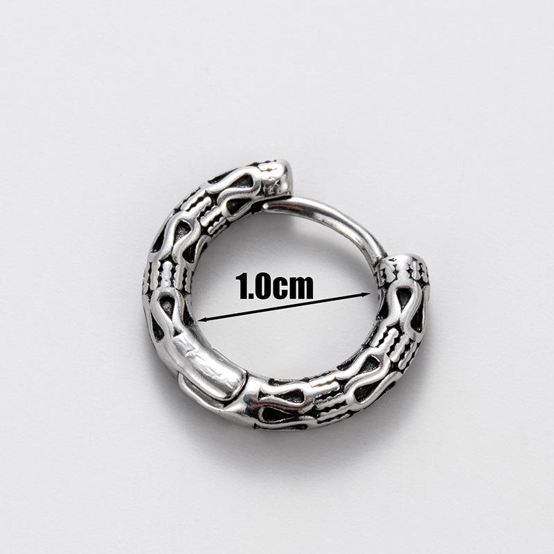 Men's Stainless Steel Skull Totem Earrings - Retro Ear Hoops/Clips