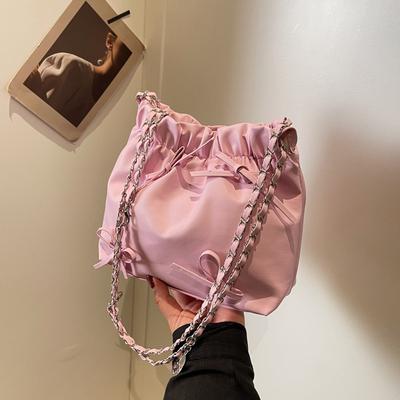 Fashion Gentle Chain Small Bag Women's 2025 Spring New Versatile Ins Shoulder Messenger Bag Bucket Bag