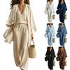 Women's Casual Three Piece Set Loose Fit Lightweight Cotton Linen Mid Length Cardigan Sleeveless Vest Wide Leg Pants Summer Outfit